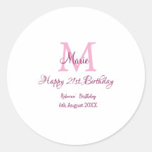 Happy 21st Birthday roze voeg naam monogram modern