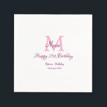 Happy 21st Birthday roze voeg naam monogram modern Servet<br><div class="desc">mooi design</div>