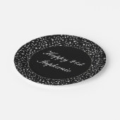 Happy 21st Birthday Sparkle Confetti Zwart Papieren Bordje (Gekanteld)