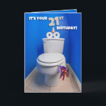 Happy 21st Birthday Toilet Potty Humor Feestdagen Kaart<br><div class="desc">Doe mee met iemand die 21 wordt,  met een grappig toilet dat gekleed is voor een feestje als je 'Happy 21st Birthday' zegt!</div>
