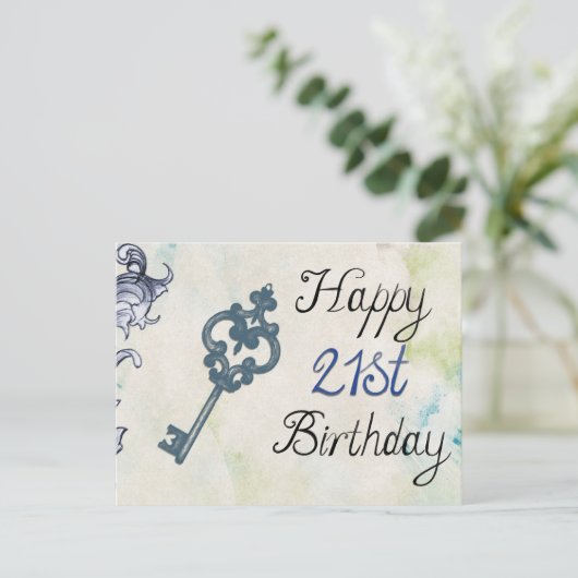 Happy 21st Birthday Victoriaans sleutel Briefkaart (Staand voorkant)