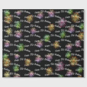 Happy 21st Birthday vuurwerk op zwart Cadeaupapier (Vlak)