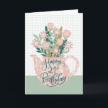 Happy 21st Birthday w / Polka Dot theepot van bloe Kaart<br><div class="desc">Een speciale en  kaart van een mooie roze bolletjestapel gevuld met een prachtige bos bloemen,  samen met de handgeschreven woorden 'Happy 21st Birthday'. © Ness Nordberg</div>
