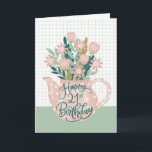 Happy 21st Birthday w / Polka Dot theepot van bloe Kaart<br><div class="desc">Een speciale en  kaart van een mooie roze bolletjestapel gevuld met een prachtige bos bloemen,  samen met de handgeschreven woorden 'Happy 21st Birthday'. © Ness Nordberg</div>
