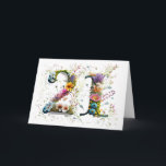 Happy 21st Birthday Wildflowers Happy Birthday Kaart<br><div class="desc">Happy 21st Birthday design met een thema van waterverf wilde bloemen</div>