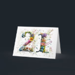 Happy 21st Birthday Wildflowers Happy Birthday Kaart<br><div class="desc">Happy 21st Birthday design met een thema van waterverf wilde bloemen</div>