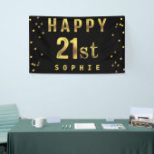 Happy 21st Faux Gold Foil Confetti Black Spandoek (Beurs)