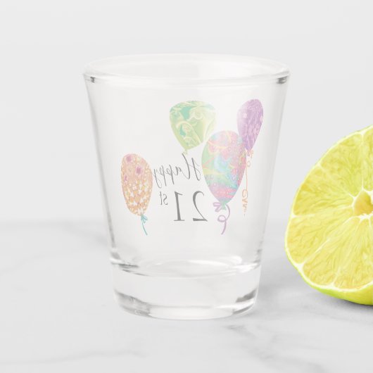 Happy 21st- of Any Age Birthday-ballonnen Shot Glas (Achterkant)