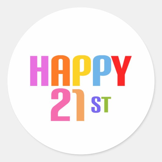 Happy 21st ronde sticker (Voorkant)