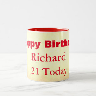 Happy 21st verjaardag gepersonaliseerd tweekleurige koffiemok
