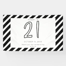Happy 21st verjaardag Modern Simple Black White Spandoek