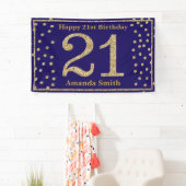Happy 21ste verjaardag Banner Navy Blue Gold Glitt (Insitu)