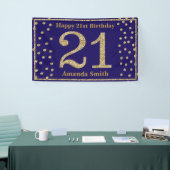Happy 21ste verjaardag Banner Navy Blue Gold Glitt (Beurs)