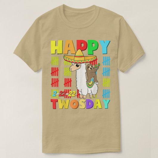 Happy 22222 Twosday Old Taco Llama 22 februari T-shirt (Design voorkant)