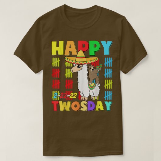Happy 22222 Twosday Old Taco Llama 22 februari T-shirt (Design voorkant)