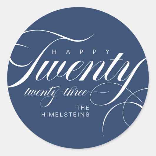 Happy 223 Blue White Hanukkah Ronde Sticker (Voorkant)