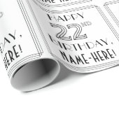 HAPPY 22ND BIRTHDAY; Art Deco Style; aangepaste na Cadeaupapier (Rol Hoek)