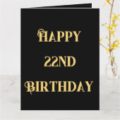 Happy 22nd Birthday Gold Yellow Twenty Two Age Kaart (Gele Bloem)