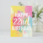Happy 22nd Birthday Kaart ("Waterverf gradiënten") (Staand voorkant)