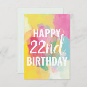 Happy 22nd Birthday Kaart ("Waterverf gradiënten") (Voorkant / Achterkant)
