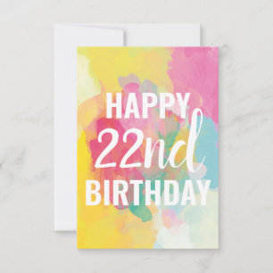Happy 22nd Birthday Kaart ("Waterverf gradiënten")