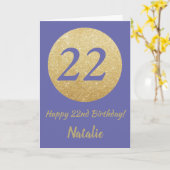 Happy 22nd Birthday Zeer Peri en Gold Glitter Kaart (Gele Bloem)