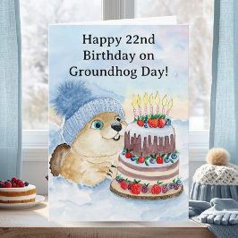 Happy 22nd Groundhog Day Birthday Kaart