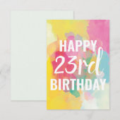 Happy 23nd Birthday Kaart ("Waterverf gradiënten") (Voorkant / Achterkant)