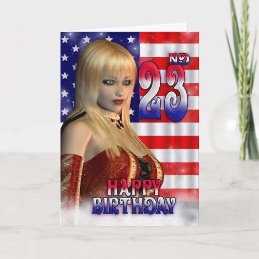 Happy 23rd Birthday, Amerikaanse vlag Kaart (Voorkant)