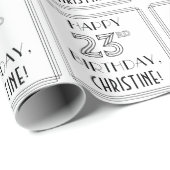HAPPY 23RD BIRTHDAY; Art Deco Style; aangepaste na Cadeaupapier (Rol Hoek)