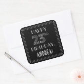 HAPPY 23RD BIRTHDAY; Art Deco Style; aangepaste na Vierkante Sticker (Envelop)
