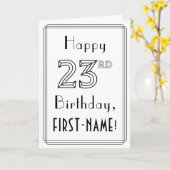 Happy 23rd Birthday, Art Deco Style met aangepaste Kaart (Gele Bloem)