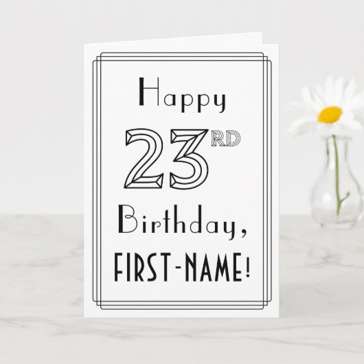 Happy 23rd Birthday, Art Deco Style met aangepaste Kaart (Kleine Plant)