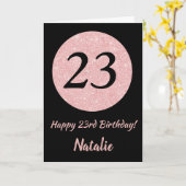 Happy 23rd Birthday Black en Roos Pink Gold Kaart (Gele Bloem)