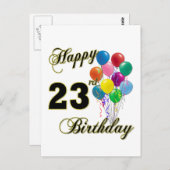 Happy 23rd Birthday-cadeautjes met ballonnen Briefkaart (Voorkant / Achterkant)