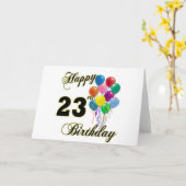 Happy 23rd Birthday-cadeautjes met ballonnen Kaart (Gele Bloem)