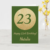 Happy 23rd Birthday Green en Gold Glitter Card Kaart (Gele Bloem)