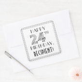 HAPPY 24th BIRTHDAY, Art Deco Style, Custom Name Vierkante Sticker (Envelop)