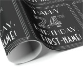 HAPPY 24TH BIRTHDAY; Art Deco Style met aangepaste Cadeaupapier (Rol Hoek)