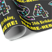 Happy 24th Birthday, Fun Colorful Stars Pattern 24 Cadeaupapier (Rol Hoek)