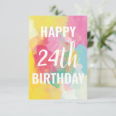 Happy 24th Birthday Kaart ("Gradients Waterverf") (Staand voorkant)