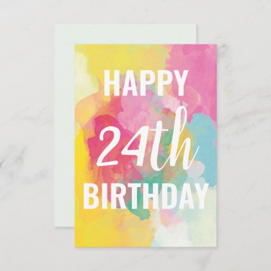 Happy 24th Birthday Kaart ("Gradients Waterverf") (Voorkant / Achterkant)