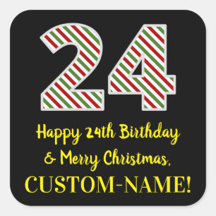 Happy 24th Birthday & Merry Kerstmis, aangepaste n Vierkante Sticker