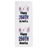 Happy 250th America Patriotic July 4th Wijn Cadeautas (Achterkant)
