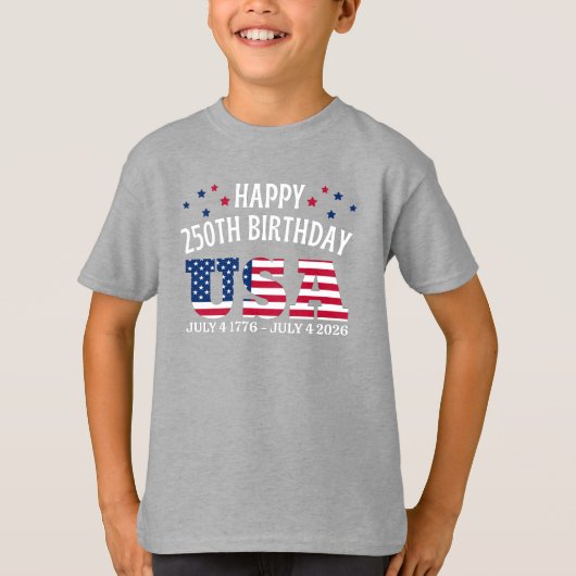 Happy 250th birthday USA T-shirt (Voorkant)
