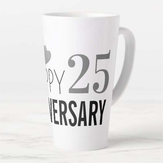 Happy 25 Silver Wedding Jubileum Latte Mok (Rechterhoek)