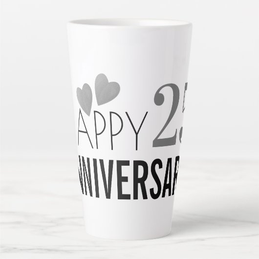 Happy 25 Silver Wedding Jubileum Latte Mok (Voorkant)