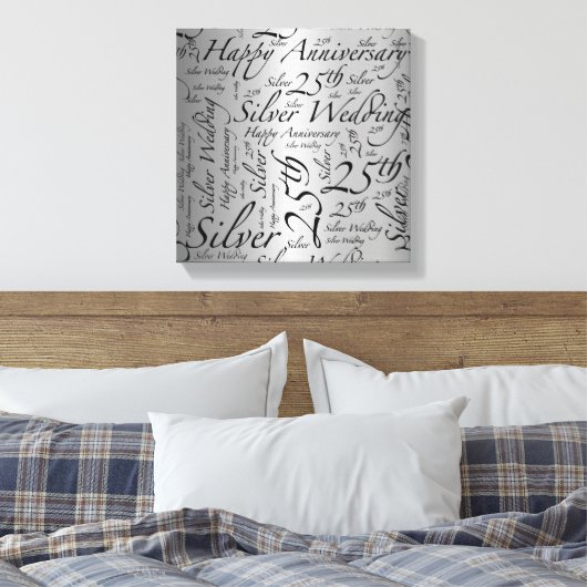 Happy 25e Jubileum Word Art Graphic Canvas Afdruk (Insitu (Slaapkamer))