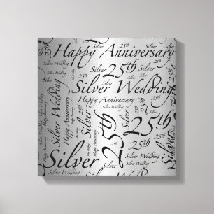 Happy 25e Jubileum Word Art Graphic Canvas Afdruk