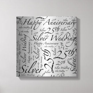 Happy 25e Jubileum Word Art Graphic Canvas Afdruk